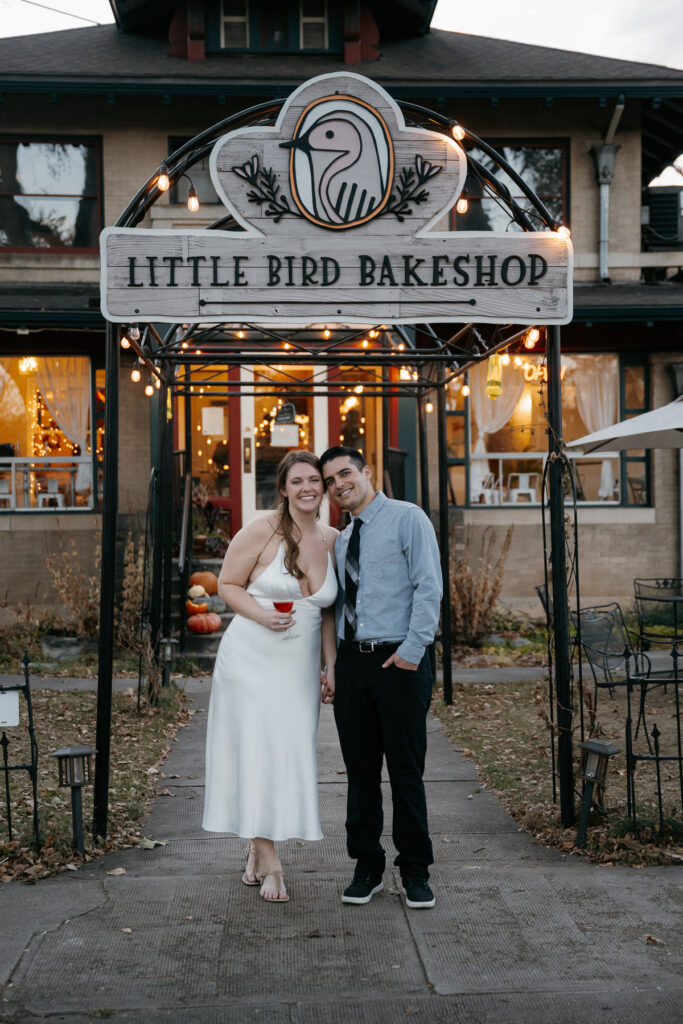 fort collins micro wedding, elopement photographer, little bird bakeshop, colorado